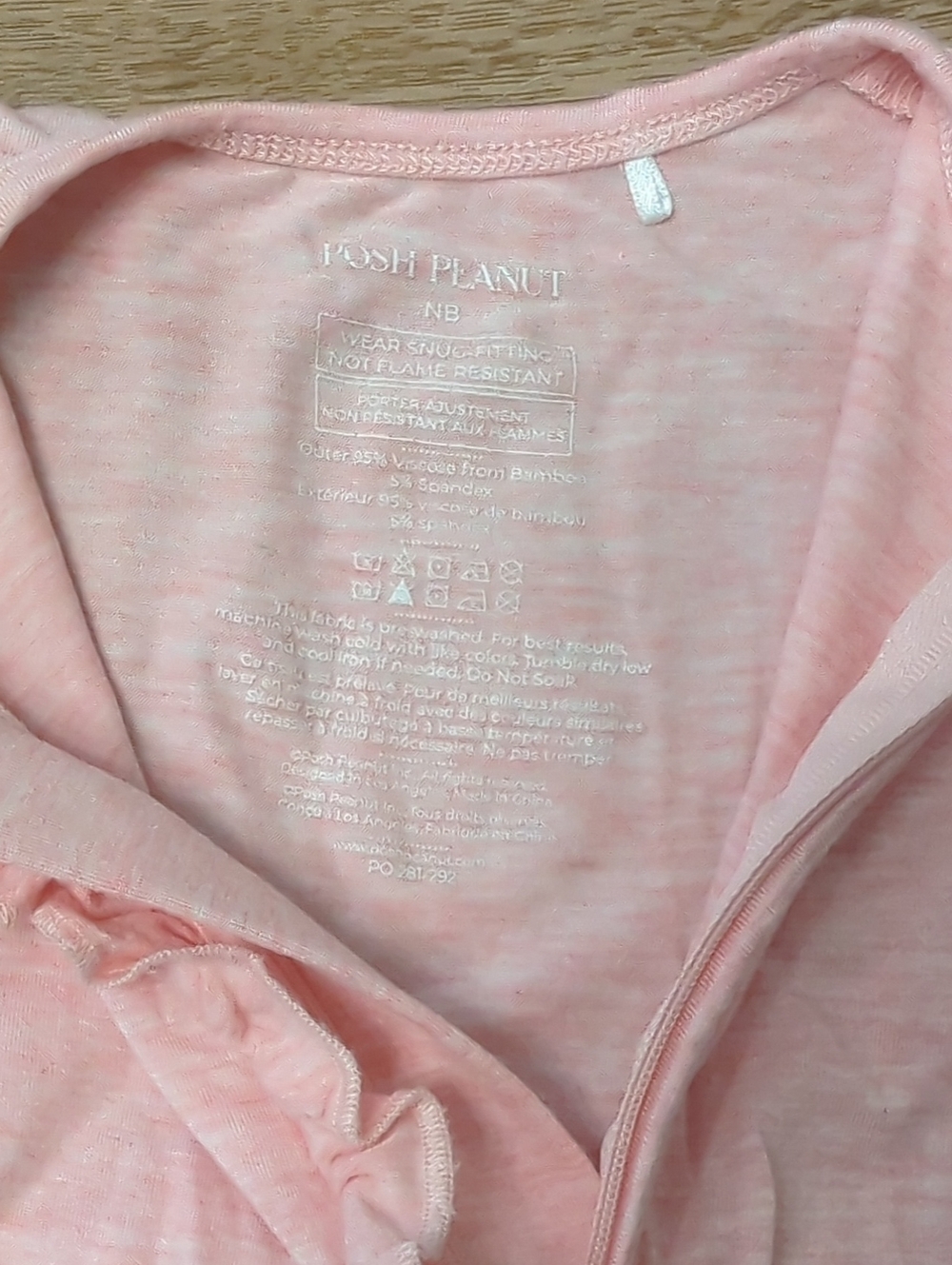 Posh Peanut Pink Heather Ruffle Zip Front Baby Footie, NB - Picture 4 of 8